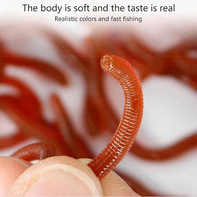 100Pcs Soft Earthworms Baits Flexible Soft Artificial Lres Fishing Lures Artificial Baits Jigging Wobblers