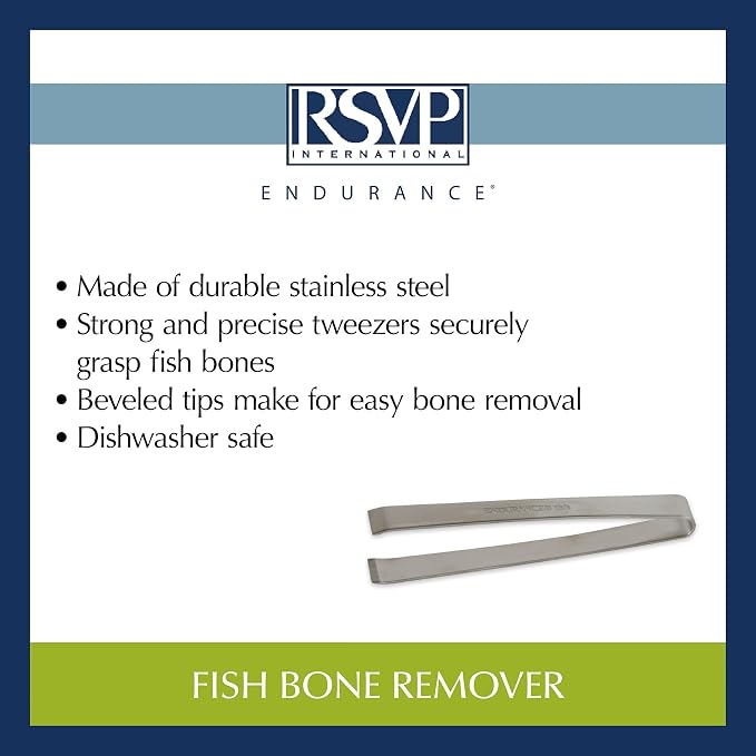 RSVP International Endurance Collection Seafood Tool, Fish Bone Remover, Stainless Steel