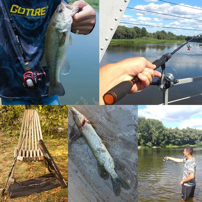 Goture Travel Fishing Rods, 4 Piece Fishing Pole with Case/Bag, Casting/Spinning Rod,Ultralight Fishing Baitcasting Rod 7ft for Saltwater Trout, Bass, Walleye, Pike
