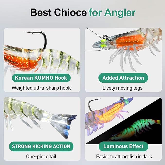 TRUSCEND Duramax Pre-Rigged Fishing Lures with BKK Jig Hooks, 10X Tear-Resistant TPE Soft Swimbaits for Bass Striper Trout Crappie Walleye Grouper, Lifelike Fishing Baits for Saltwater and Freshwater