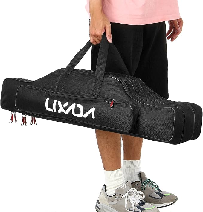 Lixada Fishing Rod Case - 3 Layers Oxford Bag, Portable Folding Carrier for Rods and Reels, Tackle Storage Travel Bag, 90cm/120cm/150cm Optional