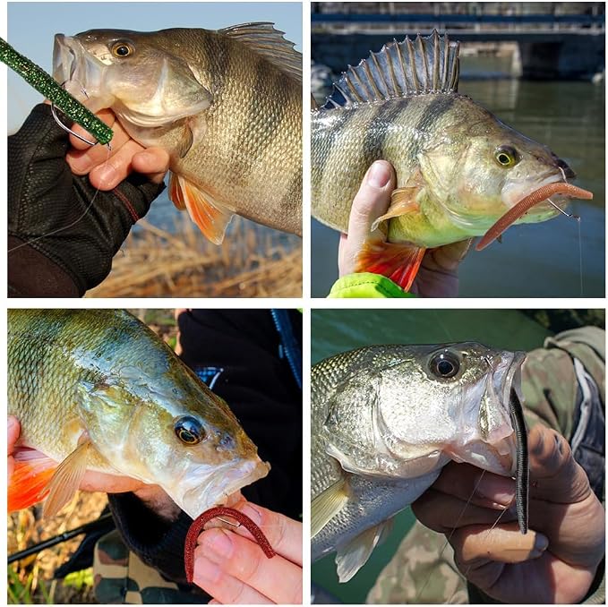 30 Pcs 5.5" /0.35oz,4"/0.2oz Senko Wacky Worms Soft Fishing Lures,Classics/Soft,5 Colors Mixed Kit Plastic Worm Stick Baits for Bass Freshwater Saltwater Fishing