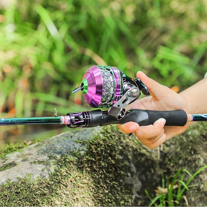 Sougayilang Fishing Reel Rod Combo, Two Pieces Colorful Poratble Light Weight Casting Rod with Spincast Fishing Reel for Freshwater