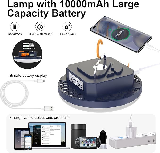 2025 Red Light Insect-Proof Camping Lamp for Stargazing 10000mAh Rechargeable 3000LM Tent Camping Light , Portable Led Red Lights 6500K 24 Hours Long Play Time , Outdoor Night Fishing Lantern