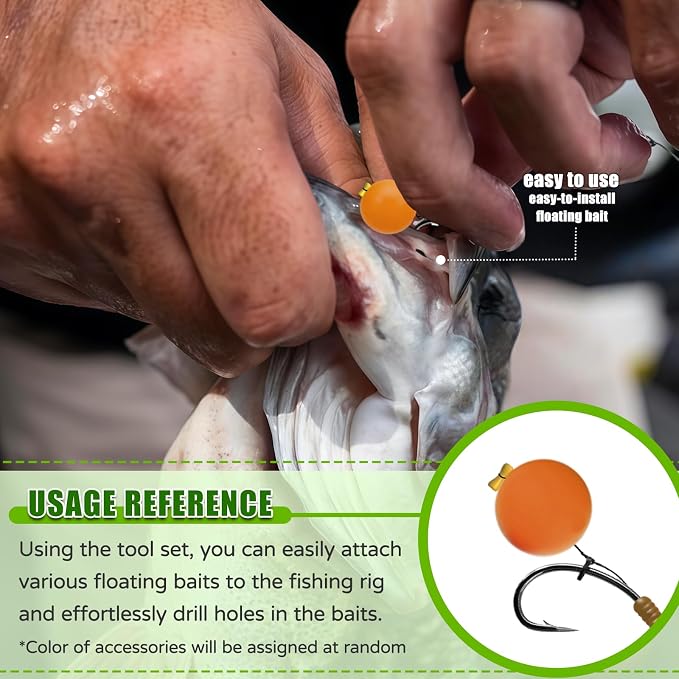 YOTO Carp Fishing Tool Kit & Equipment - Professional Baiting Rig Tools Set with Hook Needles, Bait Drill and 2 Boilie Stoppers - Multiple Styles: Standard, Silicone Grip & Night Glow