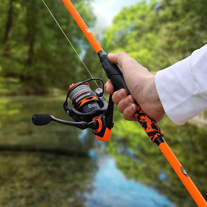 Sougayilang Spinning Combo – 5.2:1 Gear Ratio, 15.6LB Drag, IM7 Graphite 2-Piece Rod, Stainless Steel Guides for Bass, Trout, Redfish