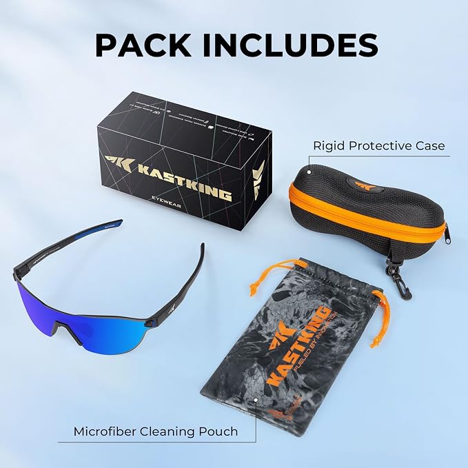 KastKing Nizini Polarized Sports Fishing Sunglasses, With PuriVex Protective Lens Coating, Rimless Wrap Design, Men Women
