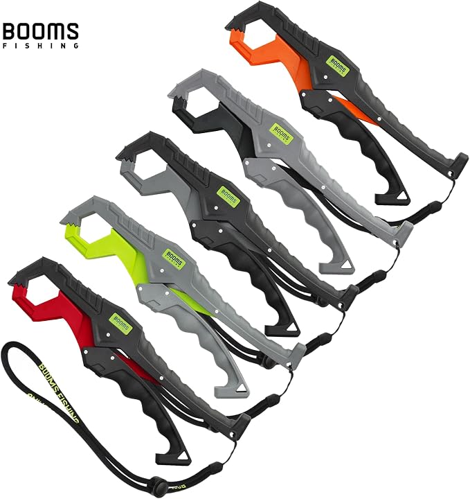 Booms Fishing G05 Lip Gripper Saltwater, 9.4" Plastic Catfish Grippers Pliers, Grabber Tool With Lanyard, Grips for Kayak Fishing Accessories, Great Holder for Caught Fish