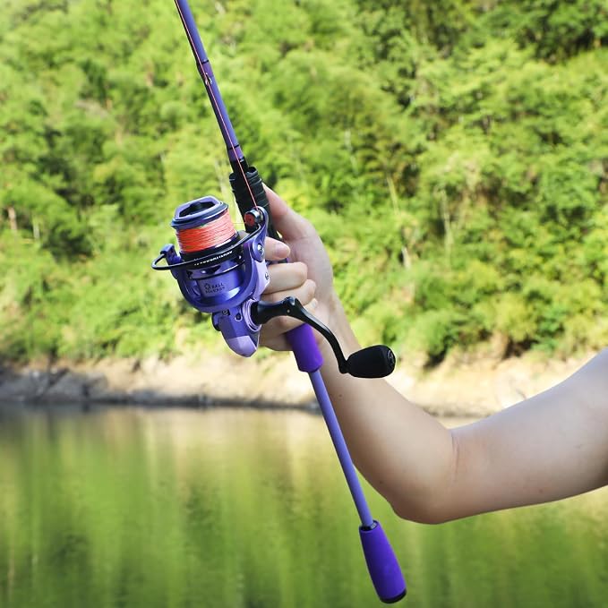 Sougayilang Spinning Combo – 5.2:1 Gear Ratio, IM6 Graphite 2-Piece Rod, Stainless Steel Guides for Bass, Trout, Panfish – Lightweight Freshwater Fishing Kit