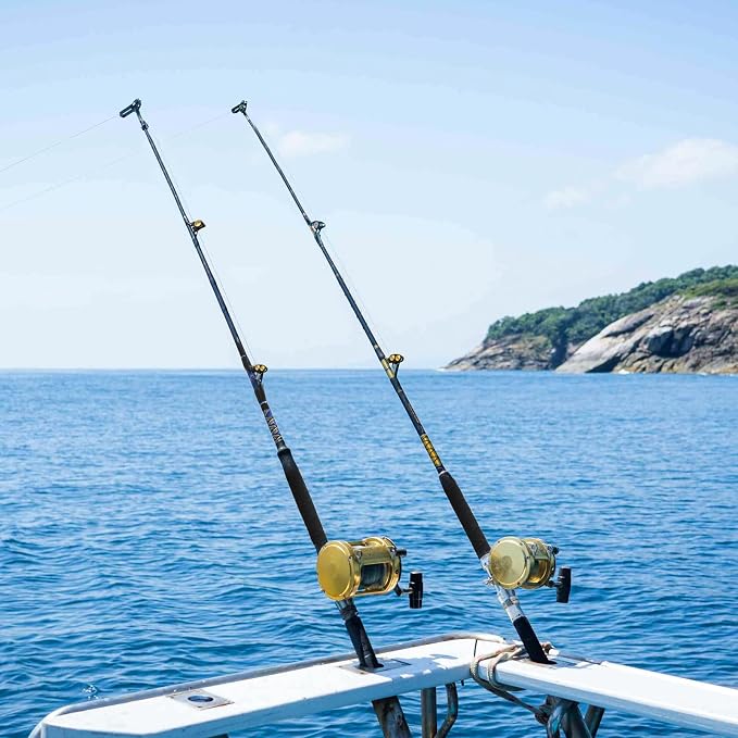 Deep Sea Fishing Rod, Heavy Duty Bent Butt Trolling Rod with Roller Guides,Conventional Fishing Rod