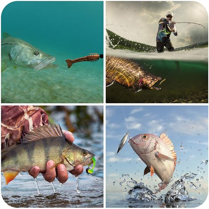 GOANDO Fishing Lures Kit for Freshwater Bait Tackle Kit for Bass Trout Salmon Fishing Accessories Tackle Box Including Spoon Lures Soft Plastic Worms Fishing Gifts