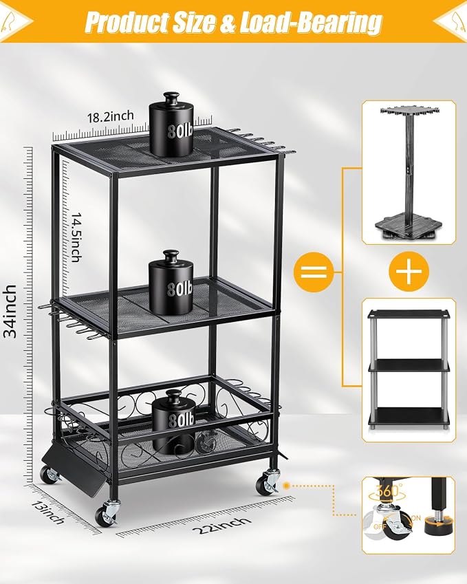 EXTCCT Fishing Rod Holder - Fishing Pole Rack for 10 Rods - Adjustable Height Fishing Gear Equipment Organizer Storage Solution for Garage Basement or Indoor