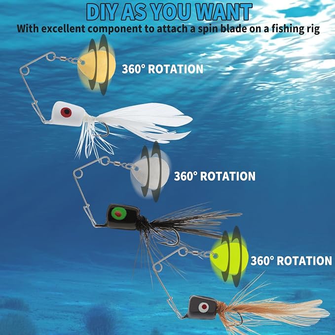 Fishing Spinnerbait Smooth Spoons Kit Fishing Spinner Blades Smooth Spoons Rigs with Willow and Teardrop Making Fishing Lures Replacement Accessories