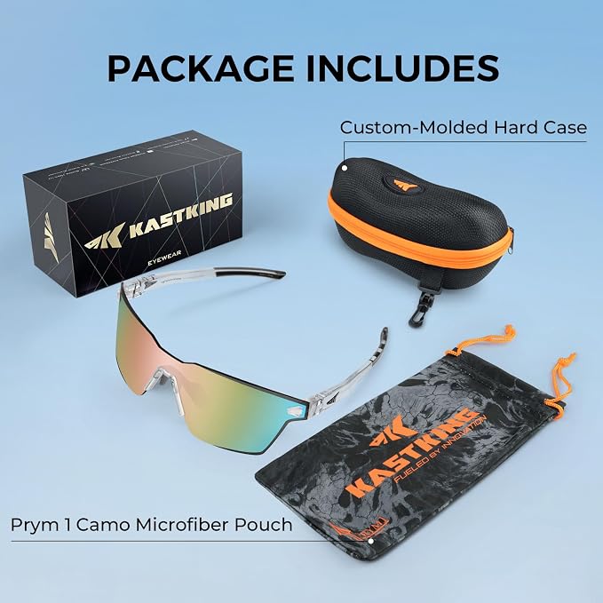 KastKing Tarkio Polarized Fishing Sunglasses, Large Single PC Lenses, Rimless Wrap Design, UV400 Protection Sports Sunglasses