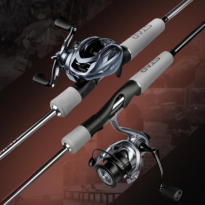 Ghosthorn Fishing Rod and Reel Combo Baitcaster Spinning Combo with EVA Handle Fishing Poles and Reels Combo with Fishing Rod Sleeve Fishing Pole Stainless Steel Guides Ceramic Rings for Men Women