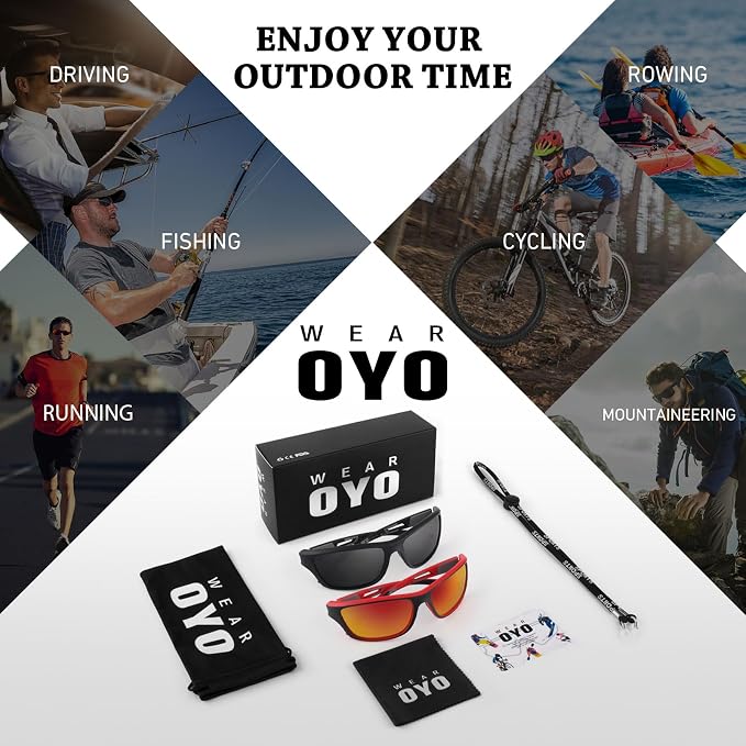 WEAROYO Polarized Sports Sunglasses for Men Women,Fishing Driving Rectangular Goggles UV400 Protection
