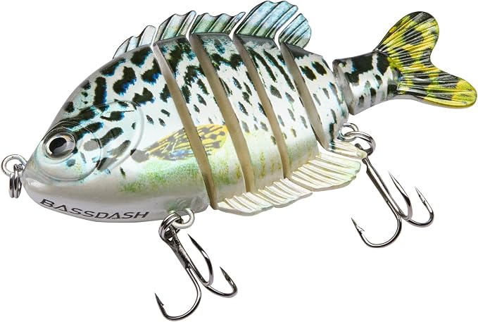 BASSDASH SwimPanfish Multi Jointed Panfish Bluegill Swimbaits Hard Topwater Bass Lures Fishing Lure Crank Saltwater 3.5in/0.85oz