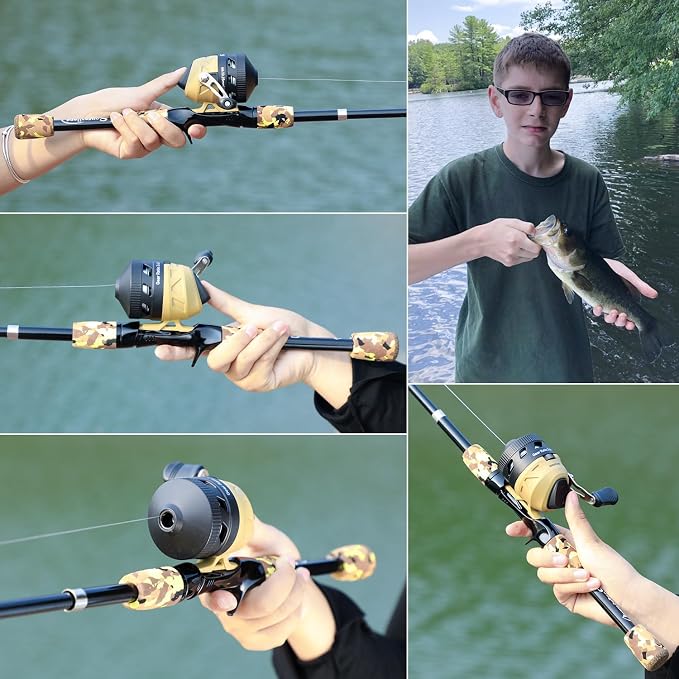 Sougayilang Kids Fishing Rod and Reel Combo,Light Weight Fishing Pole with Spincast Fishing Reel Tackle Bag Lures for Youth,Girls and Boys Good Starter Fishing Kit