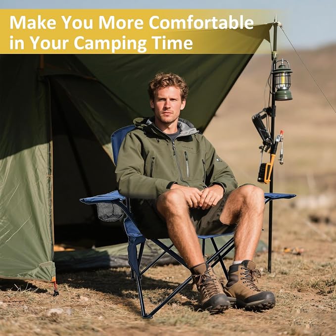 Folding Camping Chair with Cup Holder & Storage Bag, 225lbs Capacity, Large Anti-Sink Feet, Breathable PE Coated Fabric for Outdoor, Hiking, Beach, Fishing, Backpacking, 2PCS Cyan