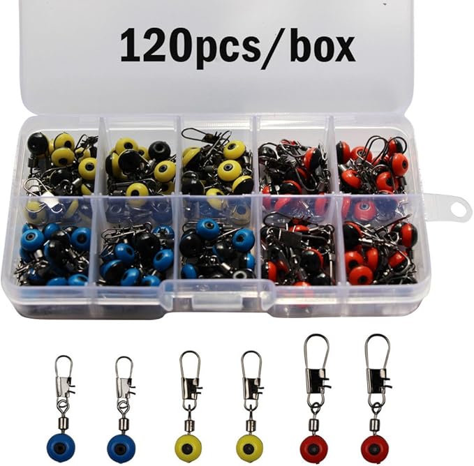 Fishing Line Sinker Slides Fishing Float Connector Rolling Swivels with Interlock Snaps Red/Yellow/Blue