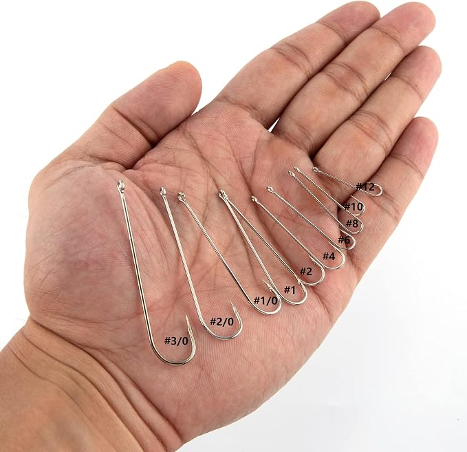 Dr.Fish 100 Pack Aberdeen Hooks Freshwater Fishing Hooks, Extra Long Shank Light Wire, Crappie/Bass/Bream/Bluegill/Panfish Fishing
