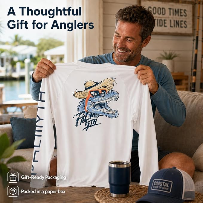 Palmyth Fishing Shirts for Men Long Sleeve UPF 50+ T Shirt Sun Protection Tee