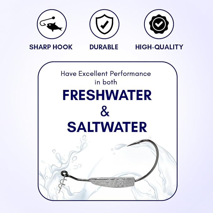 Reaction Tackle Weighted Swimbait Hooks for Bass Fishing - Weedless Fishing Hooks with Twist Lock for Freshwater and Saltwater (10-Pack)
