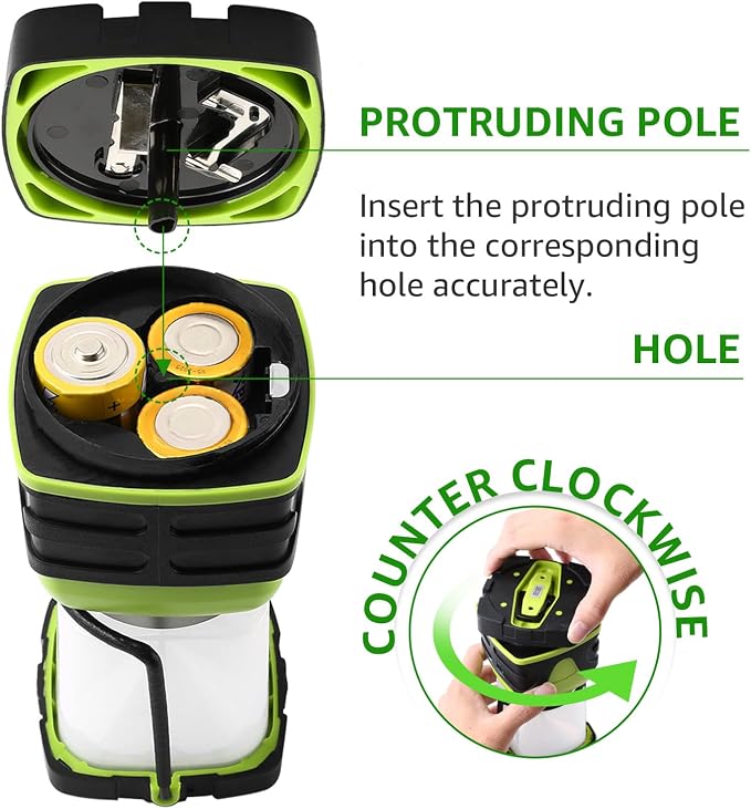 Lepro 1500LM Battery Powered LED Camping Lantern, Green Tent Light with 4 Light Modes, Camping Essentials, Waterproof Lantern Flashlight for Camping, Emergency Light, Power Outages, Not Rechargeable