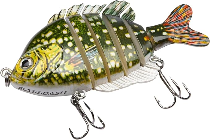 BASSDASH SwimPanfish Multi Jointed Panfish Bluegill Swimbaits Hard Topwater Bass Lures Fishing Lure Crank Saltwater 3.5in/0.85oz