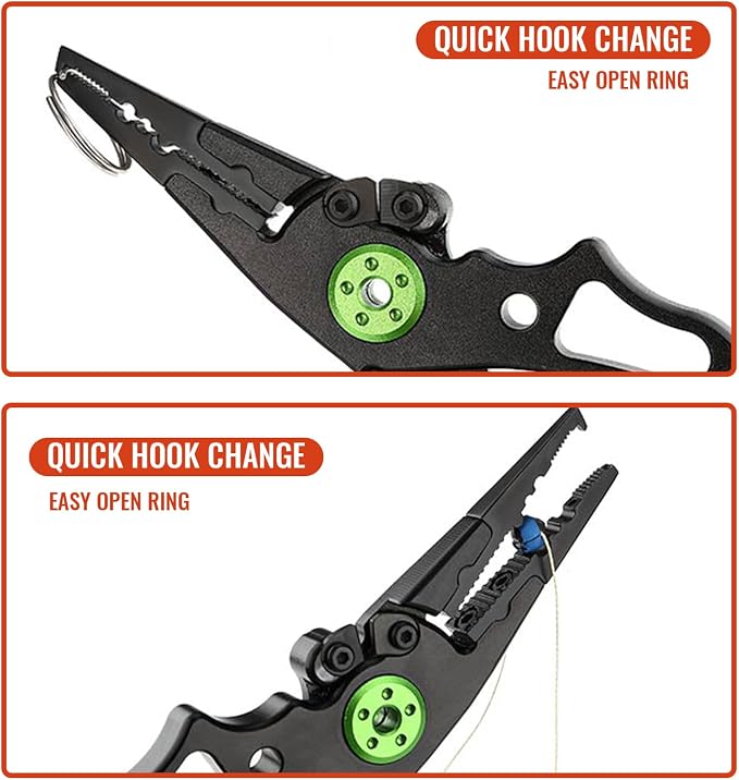 Aluminum Fishing Pliers, 5 Pcs Fishing Tool Kit, Upgraded Muti-Function Hook Remover and Fish Scissors, Fishing Gear, Ice Fishing Gift for Men