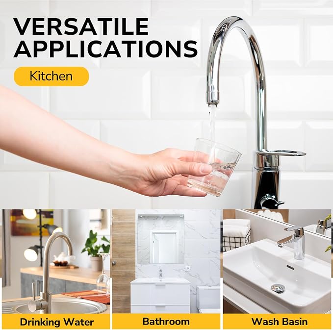 24" Faucet Supply Line, 3/8 inch Comp x 1/2 inch FIP Faucet Connector, Braided Stainless Steel Faucet Hose for Bathroom Sink and Kitchen, Leak-Resistant cUPC Certified Water Supply Line, 2 Pack