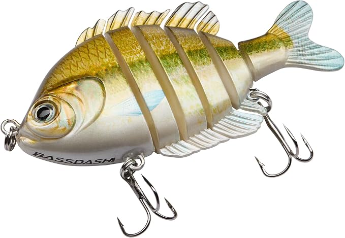 BASSDASH SwimPanfish Multi Jointed Panfish Bluegill Swimbaits Hard Topwater Bass Lures Fishing Lure Crank Saltwater 3.5in/0.85oz