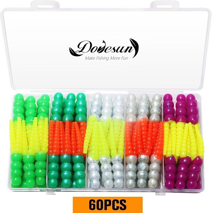Dovesun Crappie Lures Kit Fishing Soft Plastic Lures Crappie Walleye Trout Bass Fishing Baits Fishing Grub Worms Minnow Paddle-Tail Split-Tail Grub Swimbaits 50-100Pcs with Tackle Box