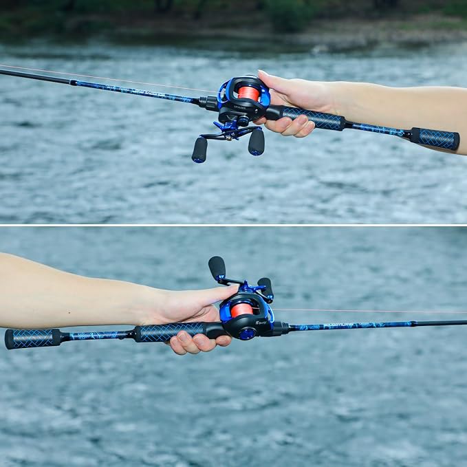 Sougayilang Fishing Rods,IM7 Graphite Spinning Rod & Casting Rod, Stainless Steel Guides, SuperPolymer Handle,“S” Style Hook Keeper