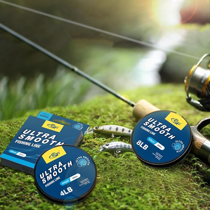 SF Ultra Smooth Monofilament Mono Fishing Line with Spool Mono String Nylon Invisible Line Clear 2 4 6 8 10 12 14 17 20 20LB Fishing Wire Freshwater Saltwater