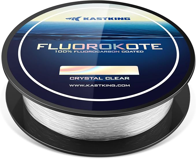 KastKing Fluorokote 100% Fluorocarbon Coated Fishing Line, Fluorocarbon Leader, Extreme Clarity,Fast Sinking,Shock Resistant, High Abrasion Resistance
