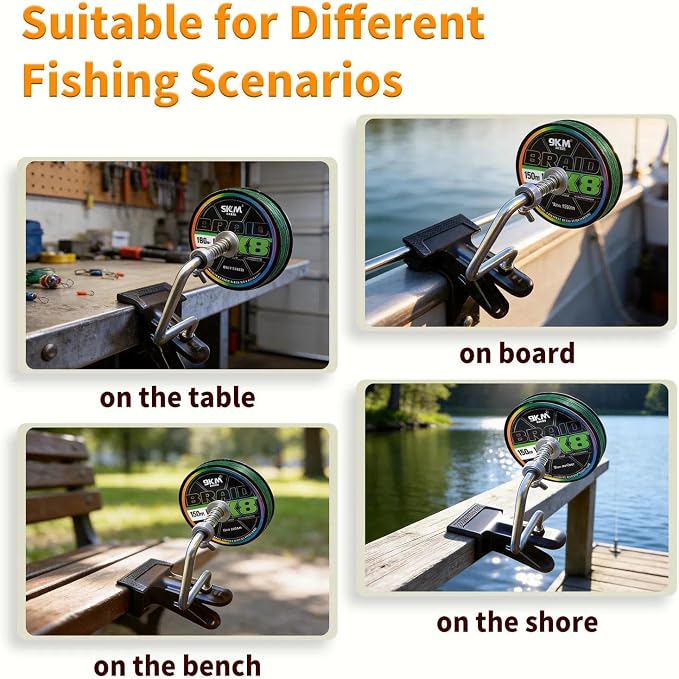 9KM DWLIFE Fishing Line Spooler Portable Fishing Line Winder Machine with Adjustable Tension Control, No Line Twist Spooling Station for Spinning Reel Baitcasting Reel Spincast Reel, Aluminum Alloy