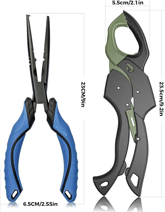 Fish Gripper 9.2",Muti-Function Line Cutter Fishing Pliers, Saltwater Fishing Tool Kit,Fishing Gear with Fishing Lanyard