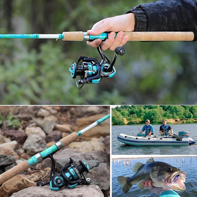Sougayilang Fishing Rods Ultra Light Rods 2 Pieces Cork Handle Spinning &Baitcasting Rod for Trout Crappie -5'6"