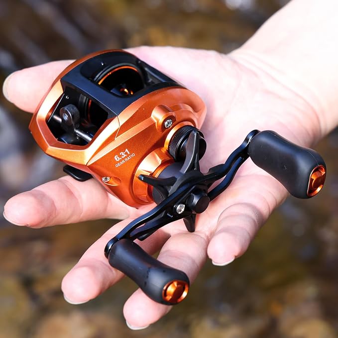 Sougayilang Baitcasting Fishing Reel, 8:1 High Speed Gear Ratio Super Smooth and Powerful Low Profile Baitcaster Reel with Maganic Brake System for Freshwater,Saltwater