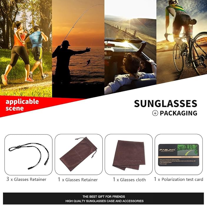 FAGUMA Polarized Sports Sunglasses For Men Cycling Driving Fishing UV400 Protection