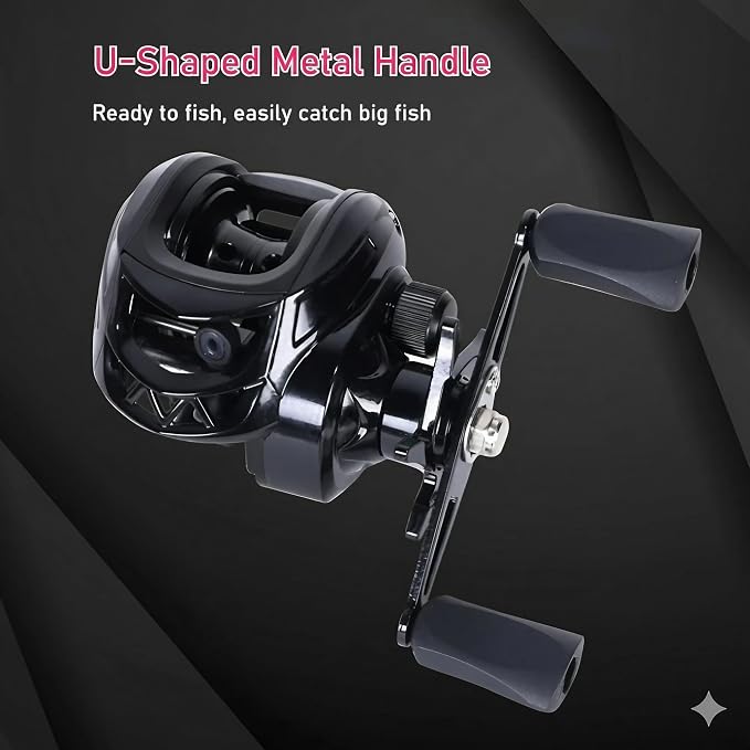 Metal + Nylon Baitcasting Reel - 7.2:1 High-Speed, Metal Spool, Dual Magnetic Brake, 8kg Drag, Long-Casting Anti-Backlash Lure Reel for Bass & Multi-Species Fishing