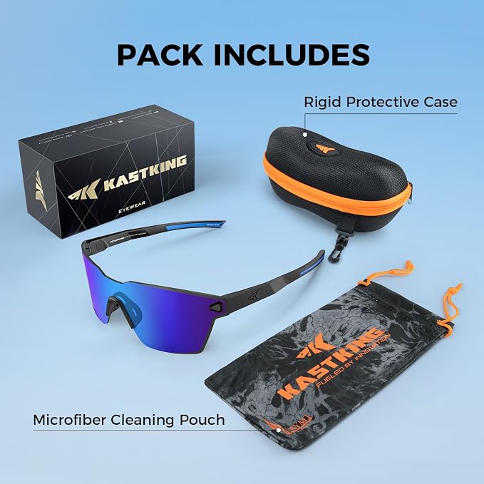 KastKing Tarkio Polarized Fishing Sunglasses, Large Single PC Lenses, Rimless Wrap Design, UV400 Protection Sports Sunglasses