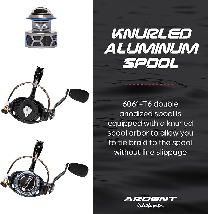 Ardent Bolt 1000-3000 Spinning Fishing Reel/High Speed Gear Ratio / 9+1 Ball Bearing Design/Lightweight Aluminum Frame /10-12lb 120 Yard line / 11-15 lbs. Drag