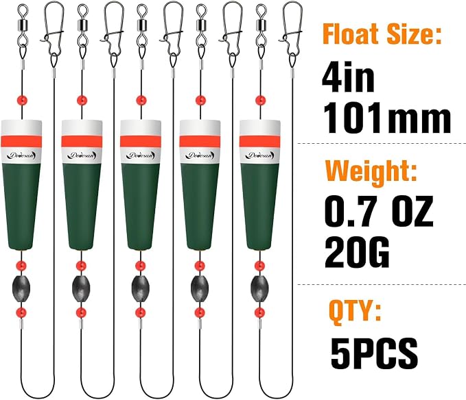 Dovesun Popping Cork Float Rig Weighted Fishing Bobbers Floats Fishing Corks Popping Corks for Saltwater Freshwater Fishing Tackle with 3 Size