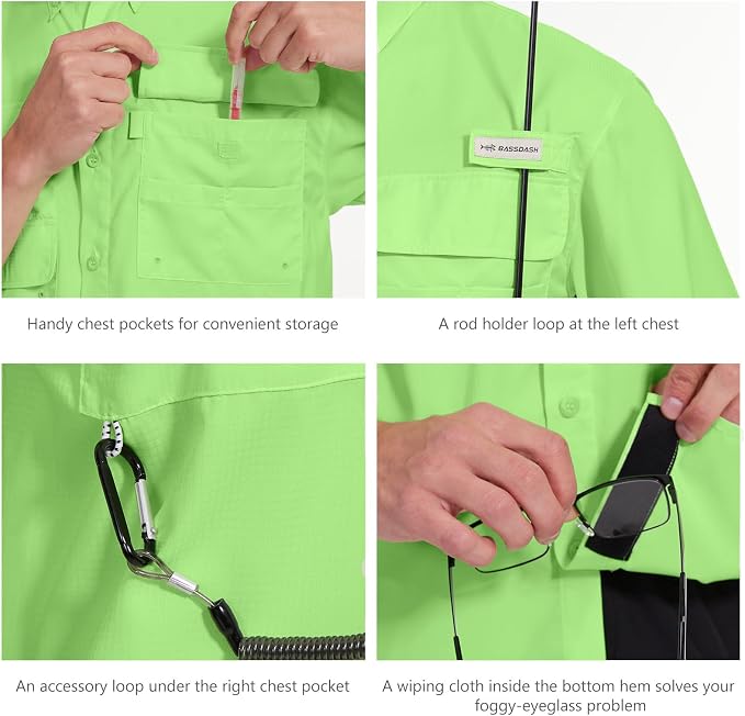 Bassdash UPF 50 Men’s Fishing Dress Shirt Button Down Woven Short Sleeve Outdoor