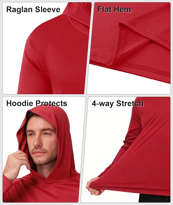 ZITY 5 Pack Mens UPF 50+ Hoodie Shirts Sun Protection Fishing Shirt Fast Dry Lightweight for Athletic Hiking Workout
