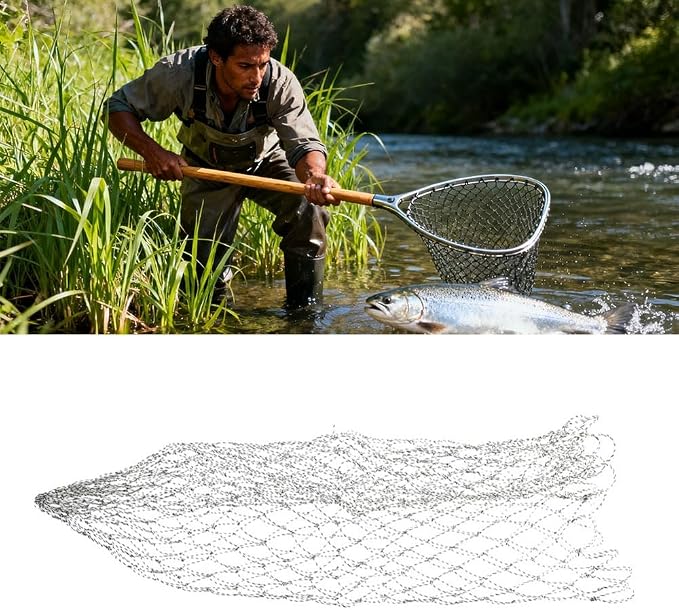 Fishing Landing Net Replacement Nylon Mesh Catch & Release Net for Bass/Trout