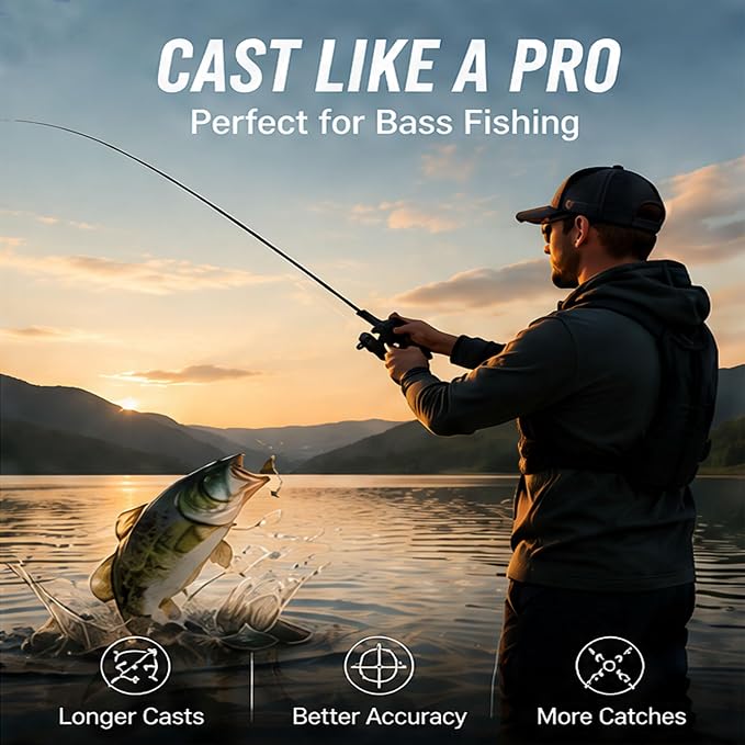DC Baitcasting Reel with Smart Digital Brake, Anti-Backlash Fishing Reel with Signature DC Sound, Easy-Control 7.1:1 Baitcaster for Beginners & Bass Fishing