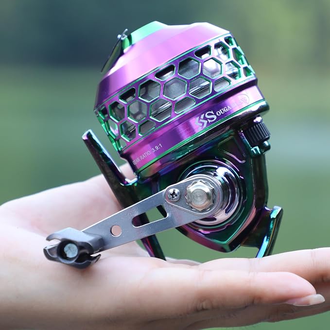 Sougayilang Spincast Fishing Reel,High Speed 3.9:1 Gear Ratio,Trouble-Free Push-Button Bait Casting Design and Reversible Handle for Left/Right Retrieve,Pre-Spooled with Monofilament Line